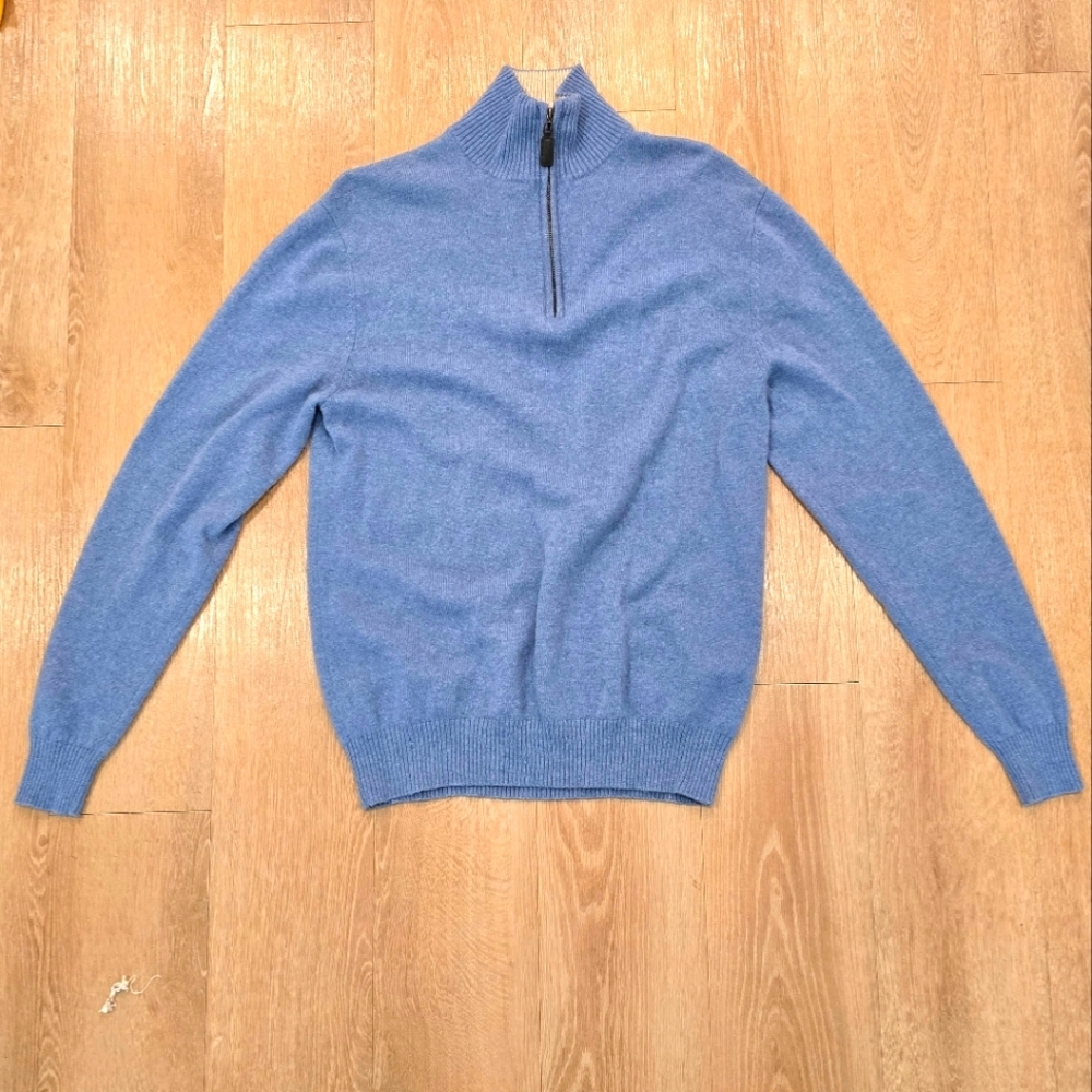 Blue, Alan Flusser, Mens Sweater, Small, Long Sleeve, 100% Pure Cashmere